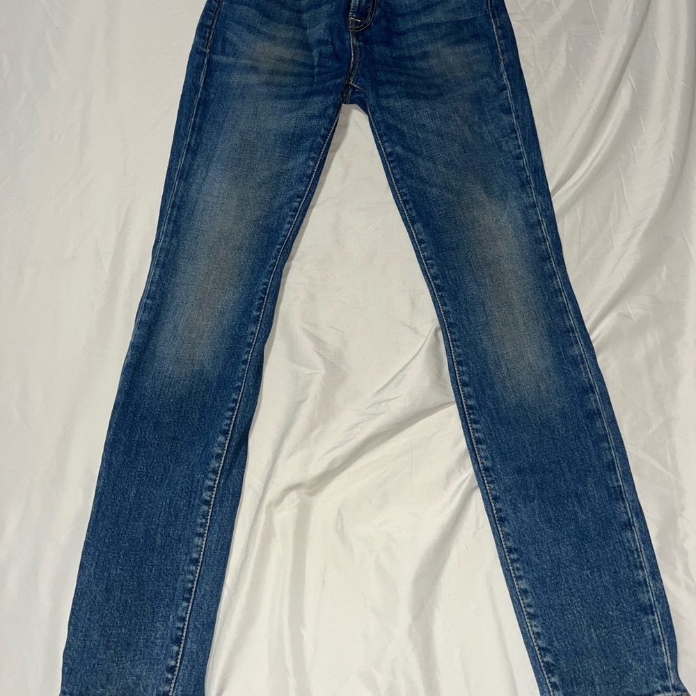 R13 Blue Skinny Jeans with Distressed Detailing